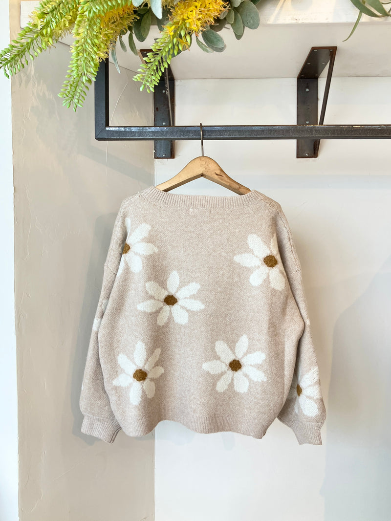 FLORAL KNIT NATURAL BEIGE