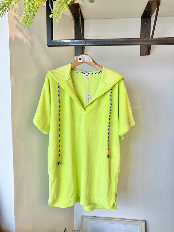 LOOP TERRY HOODIE DRESS SHEER BLUE SHBL