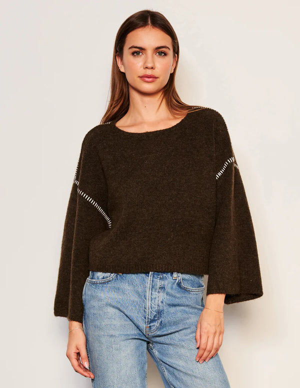 WOMEN'S CROPPED WHIP STITCH SWEATER IN FERN