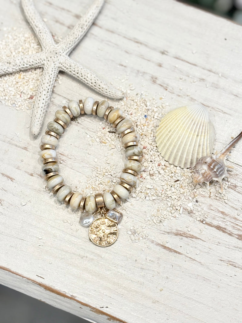 Girty's Keyselect bracelet /coin charm ivory