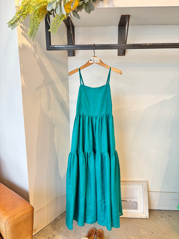 TWOKEYS  /SHIRRING CAMI  DRESS /IVY Green shirring