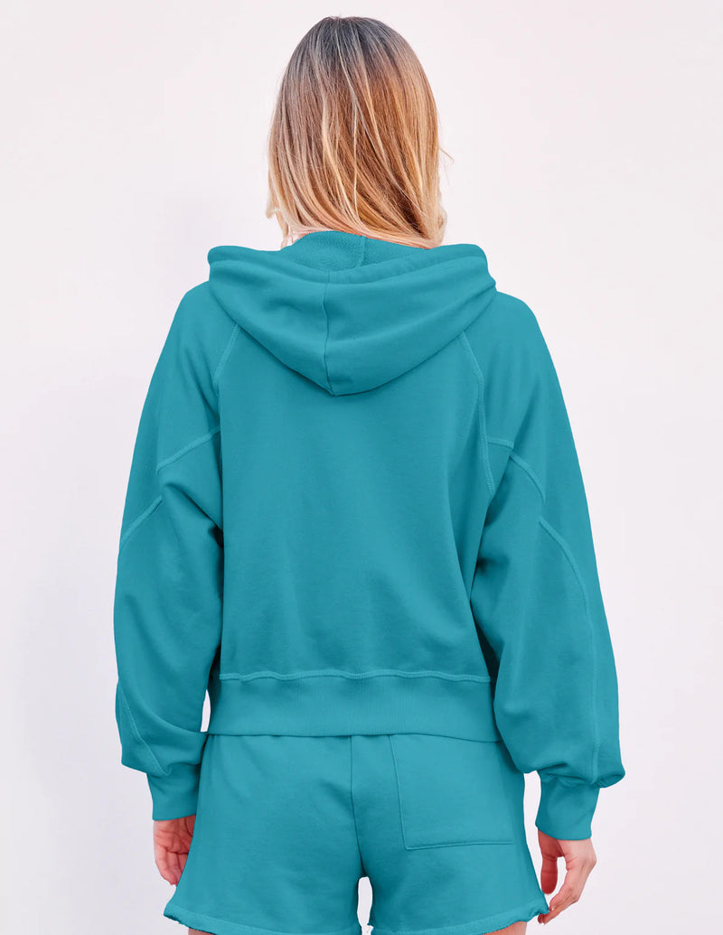 WOMEN'S HORIZON ZIP HOODIE IN DUSTY AQUA