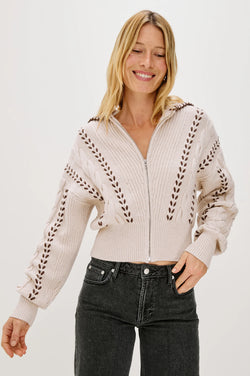 Lune Sweater Oatmeal Brown Whip Stitch