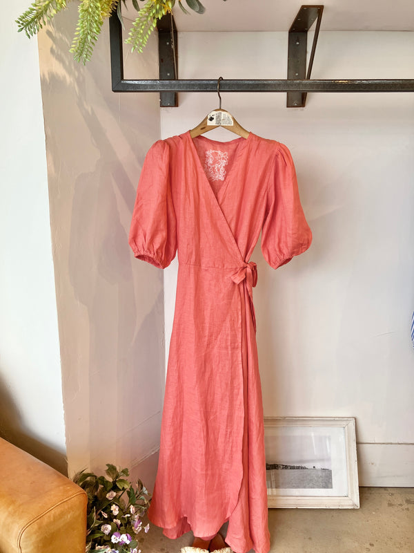 TWOKEYS /puff sleeve dress /Choral pink 🍑