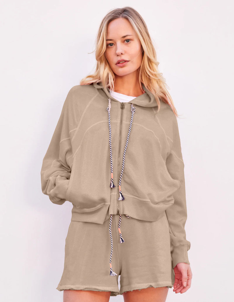 WOMEN'S HORIZON ZIP HOODIE IN TAUPE