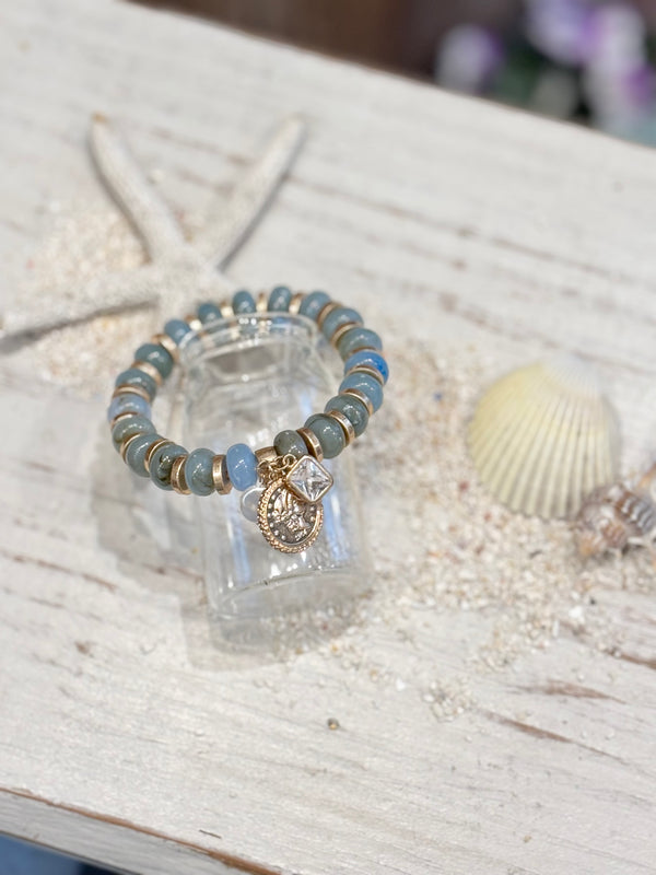 Girty's Keyselect bracelet /coin charm Perl BLUE