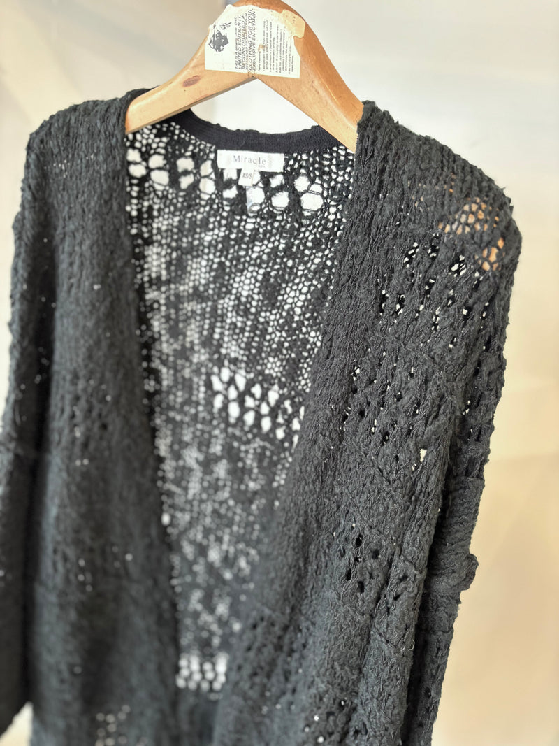 Miracle Openwork knitting Cardigan/ BLACK