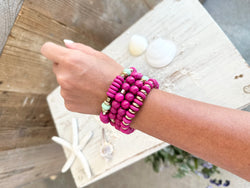 HOT PINK  WOOD BRACELET