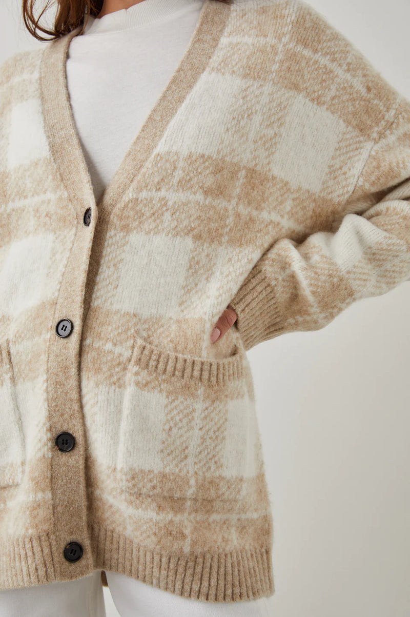 Runi Cardigan Ivory Sand Plaid 🤍