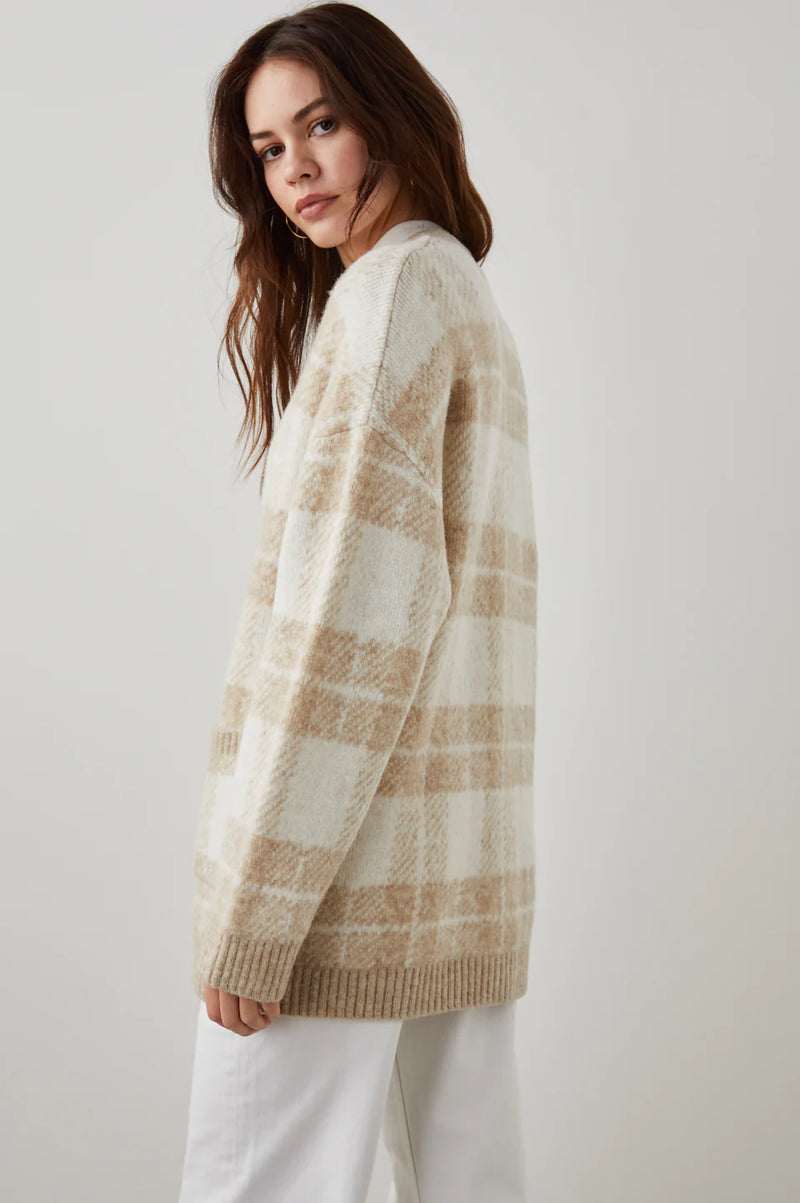 Runi Cardigan Ivory Sand Plaid 🤍