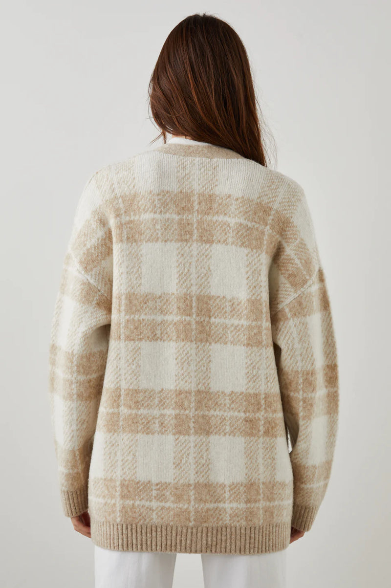 Runi Cardigan Ivory Sand Plaid 🤍