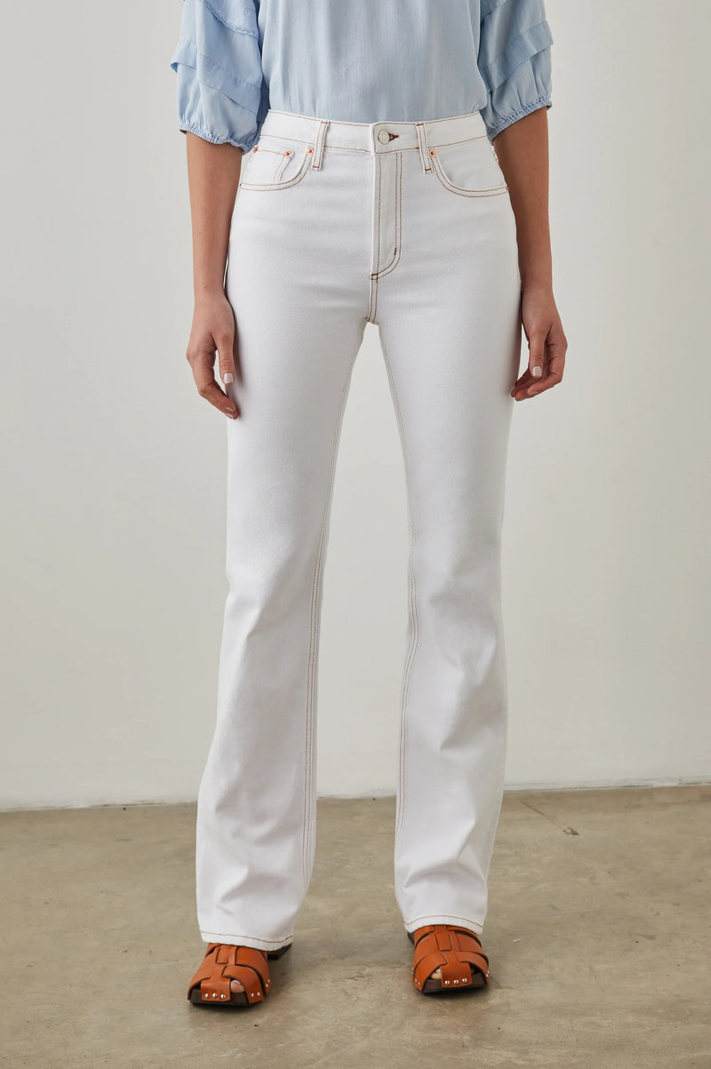 THE Sunset Slim FLARE White Contrast Stitch