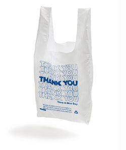 ECO BAG / MINI TOTE /THANK YOU / Blue Thread on White Fabric