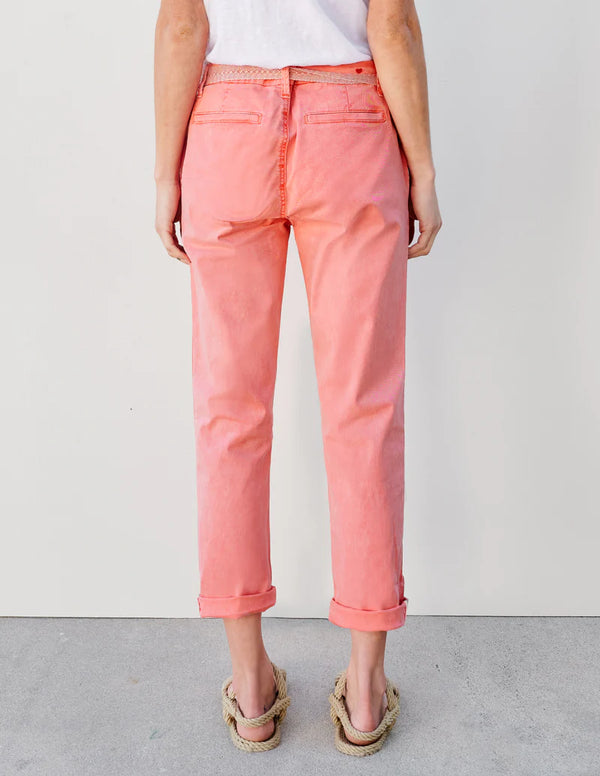 SUNDRY ROLLUP TROUSER WITH TRIM IN PIGMENT TANGO