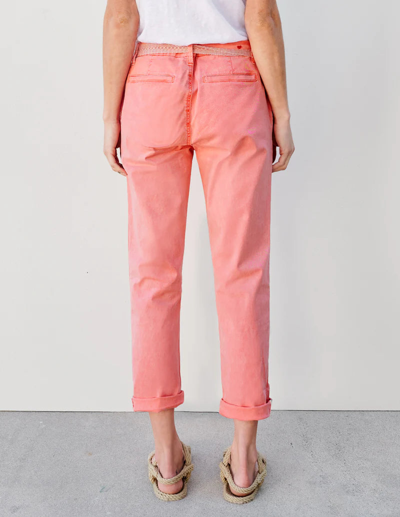 SUNDRY ROLLUP TROUSER WITH TRIM IN PIGMENT TANGO