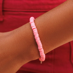 PASTEL DISC STRETCH  BRACELET PINK